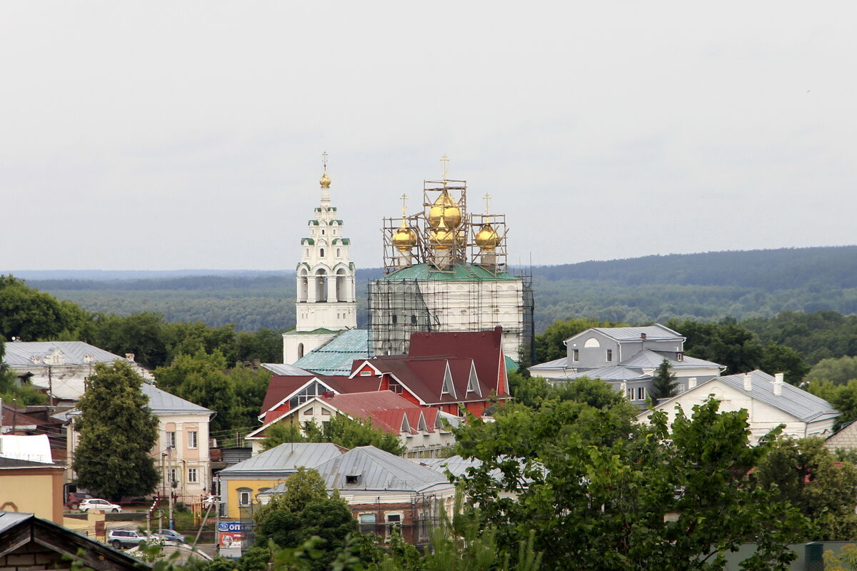 Церковь Воскресения Христова, Павлово (Павловский район, Нижегородская область). общий вид в ландшафте, Вид от Вознесенского собора.