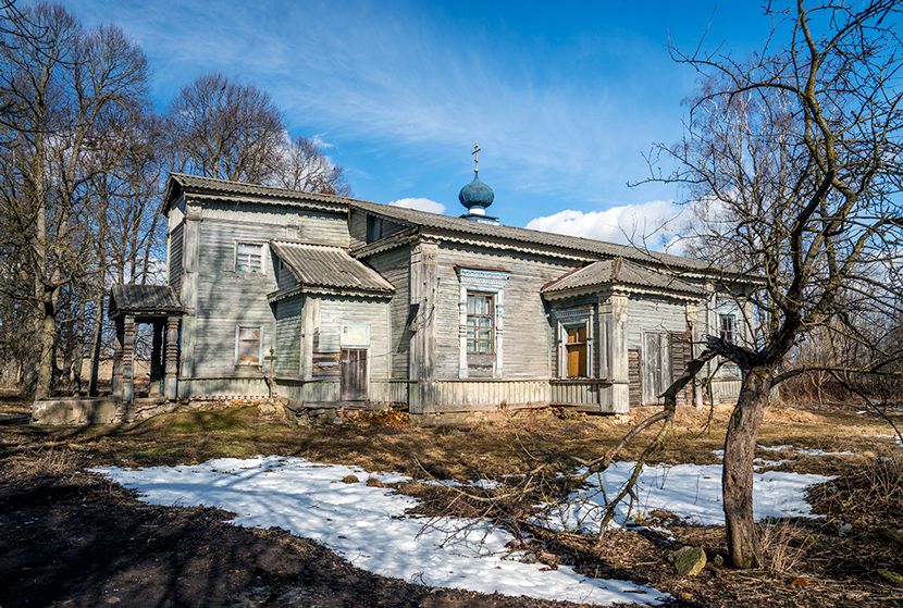 Пятогорский монастырь. Церковь Тихвинской иконы Божией Матери, Курковицы (Волосовский район, Ленинградская область). фасады, Вид с юго-западной стороны.