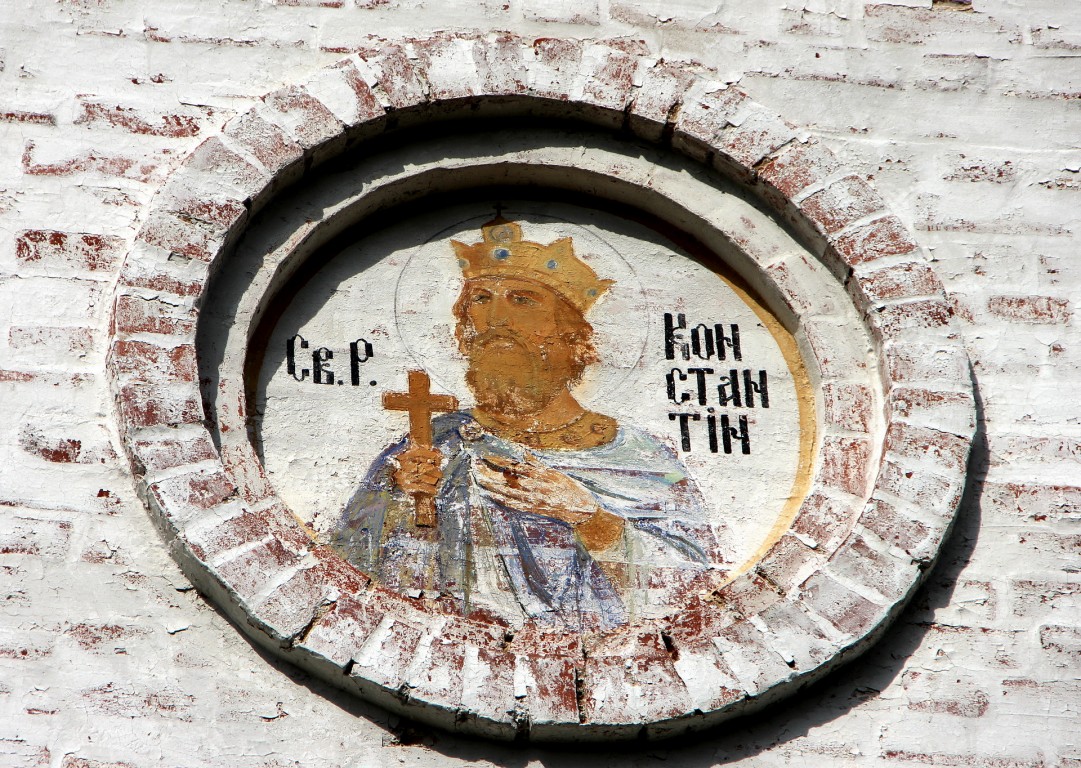Церковь Троицы Живоначальной, Корляки (Санчурский район, Кировская область). архитектурные детали, Роспись на южной стене холодного храма