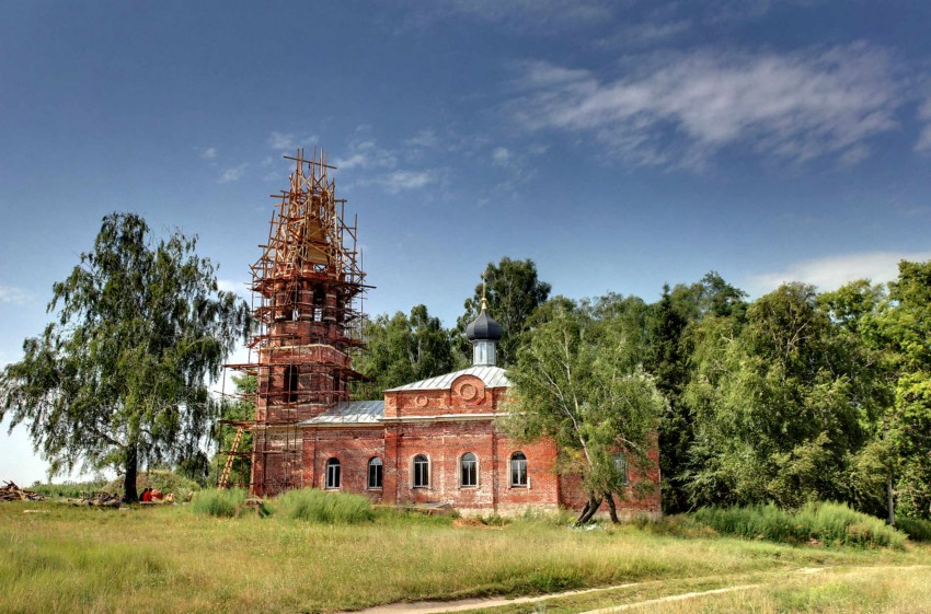 Церковь Рождества Христова, Каменищи (Ступинский городской округ, Московская область). общий вид в ландшафте