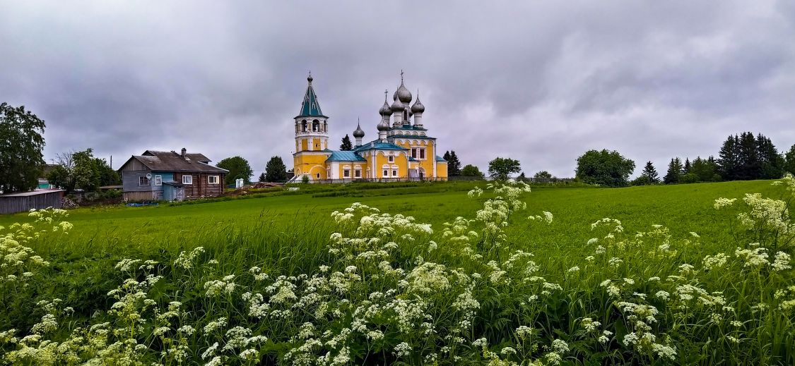 Хетка (Верхние Матигоры). Церковь Воскресения Христова. общий вид в ландшафте