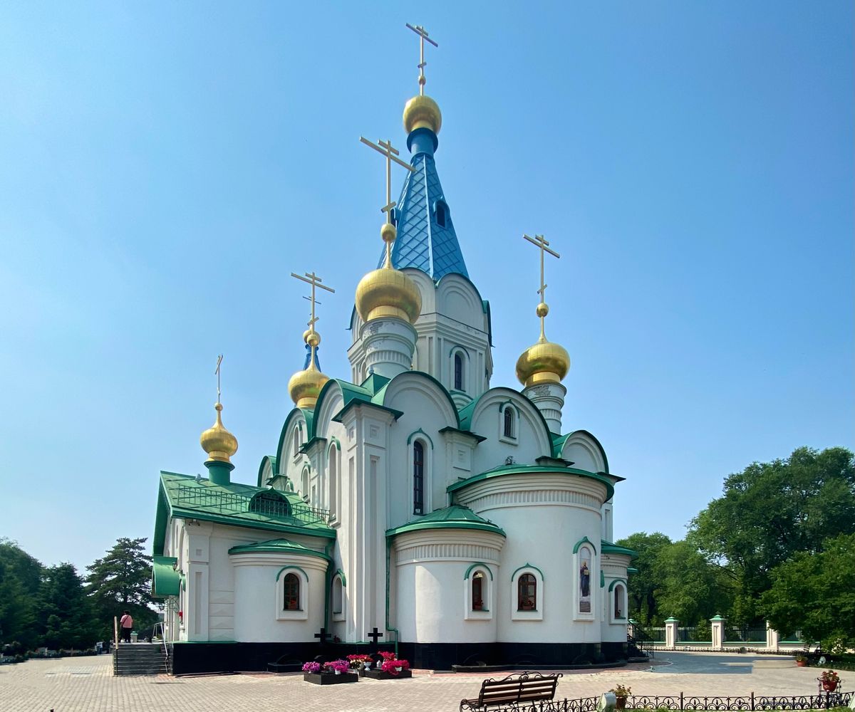 Вид с юго-востока, фасады. Кафедральный собор Благовещения Пресвятой Богородицы (новый), Благовещенск (Благовещенск, город, Амурская область)