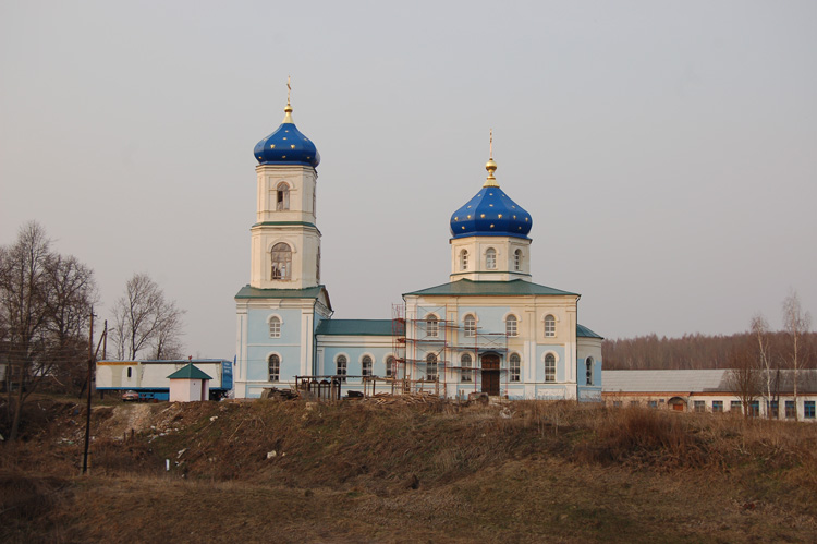 Церковь Покрова Пресвятой Богородицы, Спасское (Салтыки) (Орловский район, Орловская область). общий вид в ландшафте