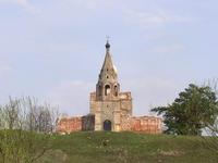 Церковь Михаила Архангела, вид на западный фасад с противоположного (правого) берега р.Нара<br>, Нехорошево, урочище, Серпуховский городской округ и гг. Протвино, Пущино, Московская область