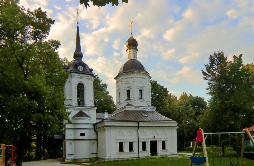 Васькино. Церковь Рождества Пресвятой Богородицы. общий вид в ландшафте