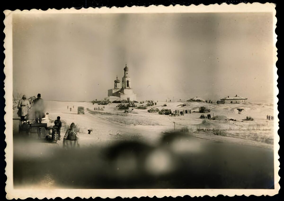 Церковь Воздвижения Креста Господня, Верхние Марки (Каменский район, Воронежская область). архивная фотография, Фото 1942 г. с аукциона e-bay.de