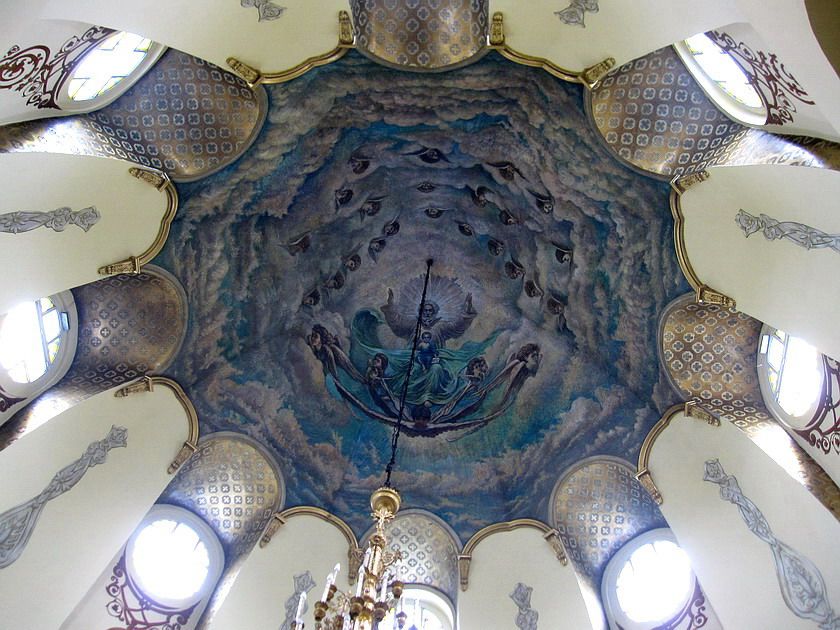 Церковь Леонтия Ростовского на Леонтьевском кладбище, Ярославль (Ярославль, город, Ярославская область). интерьер и убранство, Роспись свода церкви Леонтия Ростовского.