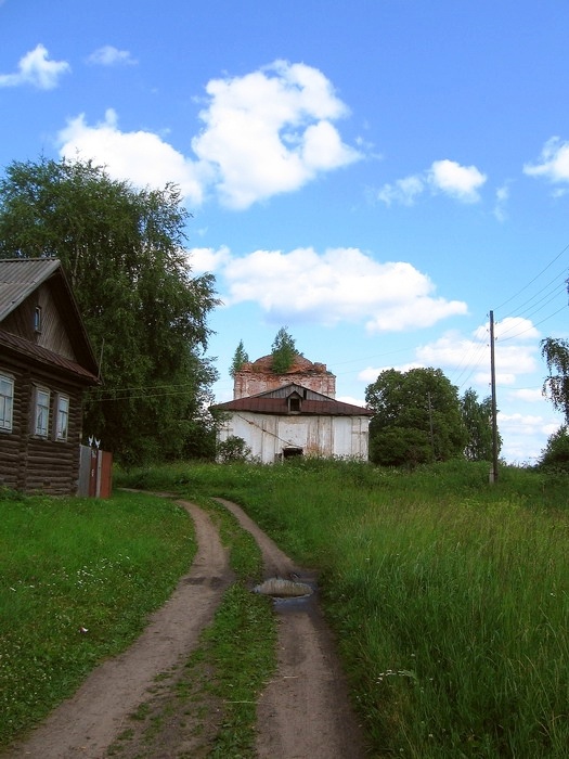 Церковь Сошествия Святого Духа, Устюжна (Устюженский район, Вологодская область). общий вид в ландшафте