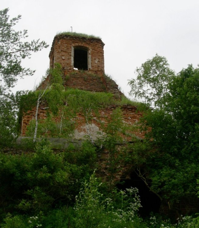 Церковь Успения Пресвятой Богородицы, Вепри (Вепрея) (Заокский район, Тульская область). дополнительная информация, вид с запада, со стороны разрушенной колокольни