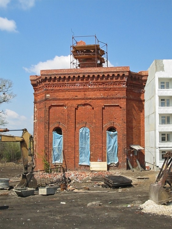 Часовня Воздвижения Креста Господня, Скуратово (Чернский район, Тульская область). документальные фотографии, Реконструкция водонапорной башни под часовню. Май 2003 г.