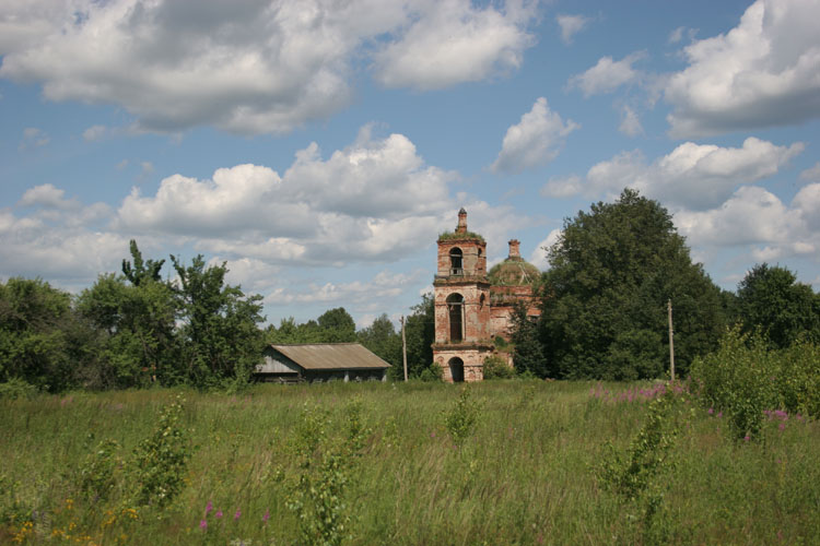 Калужская область, Мосальский район, Быстрое. Церковь Иоанна Предтечи, фотография. общий вид в ландшафте