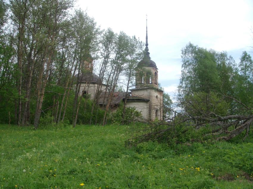 Будринская (Лохта). Церковь Происхождения Честных Древ Креста Господня. общий вид в ландшафте