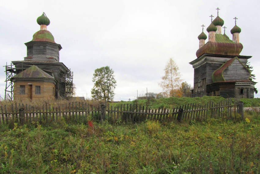 Шелоховская (Архангело). Храмовый комплекс. Церкви Михаила Архангела и Сретения Господня. фасады, вид с востока