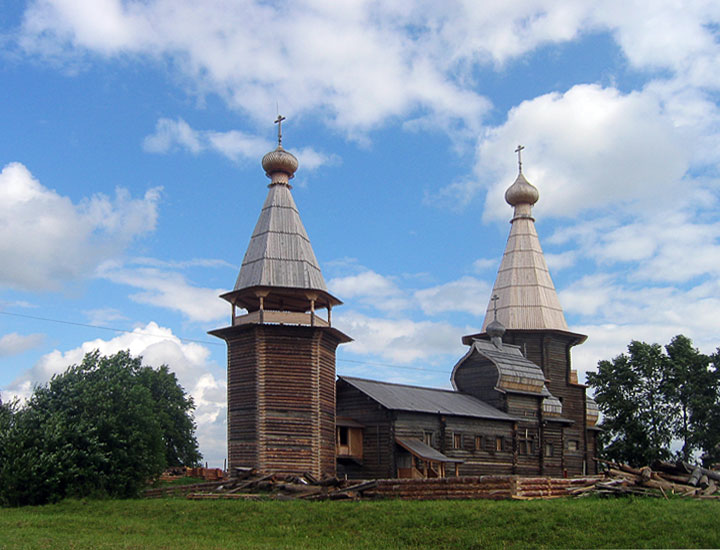 Ансамбль Почозерского погоста, Филипповская (Почозеро) (Плесецкий район, Архангельская область). общий вид в ландшафте