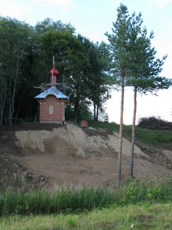 Часовня Михаила Архангела, Дудачкино (Волховский район, Ленинградская область). общий вид в ландшафте