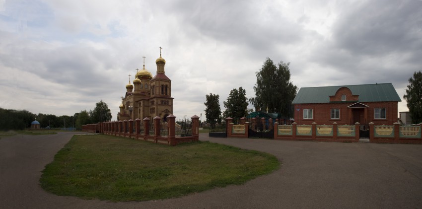 Церковь Воскресения Христова, Алексеевское (Алексеевский район, Республика Татарстан). общий вид в ландшафте, Панорама церковной территории