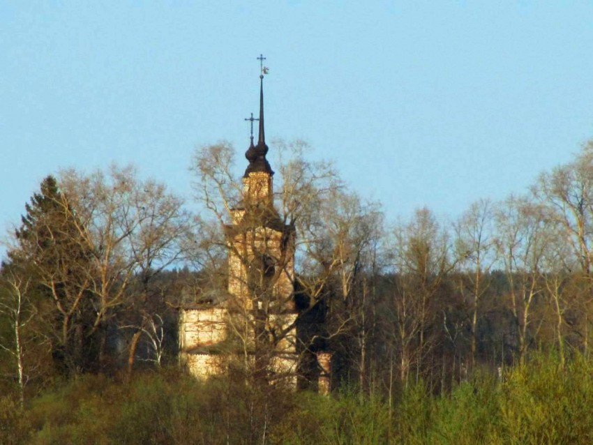 Павшино. Церковь Николая Чудотворца. фасады, западный фасад, вид с реки