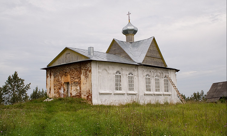 Церковь Покрова Пресвятой Богородицы (каменная), Ёлкино (Пестовский район, Новгородская область). фасады, Вид с юго-запада