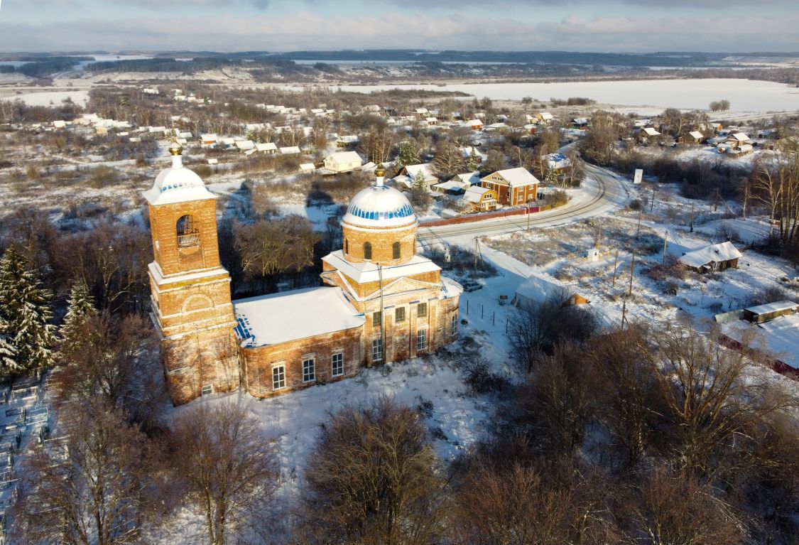 Церковь Покрова Пресвятой Богородицы, Плотинское (Лысковский район, Нижегородская область). общий вид в ландшафте