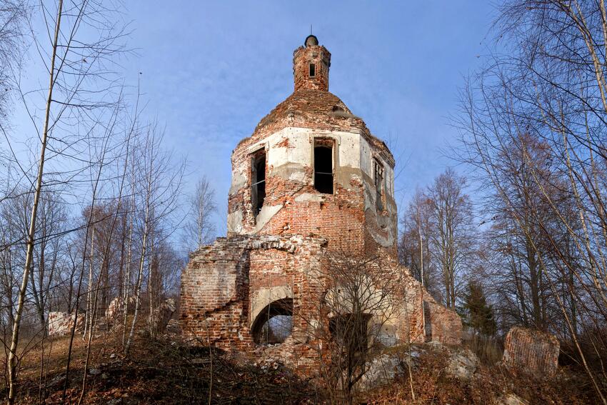 Церковь Казанской иконы Божией Матери, Большой Березуй, урочище (Зубцовский район, Тверская область). фасады, общий вид с юга