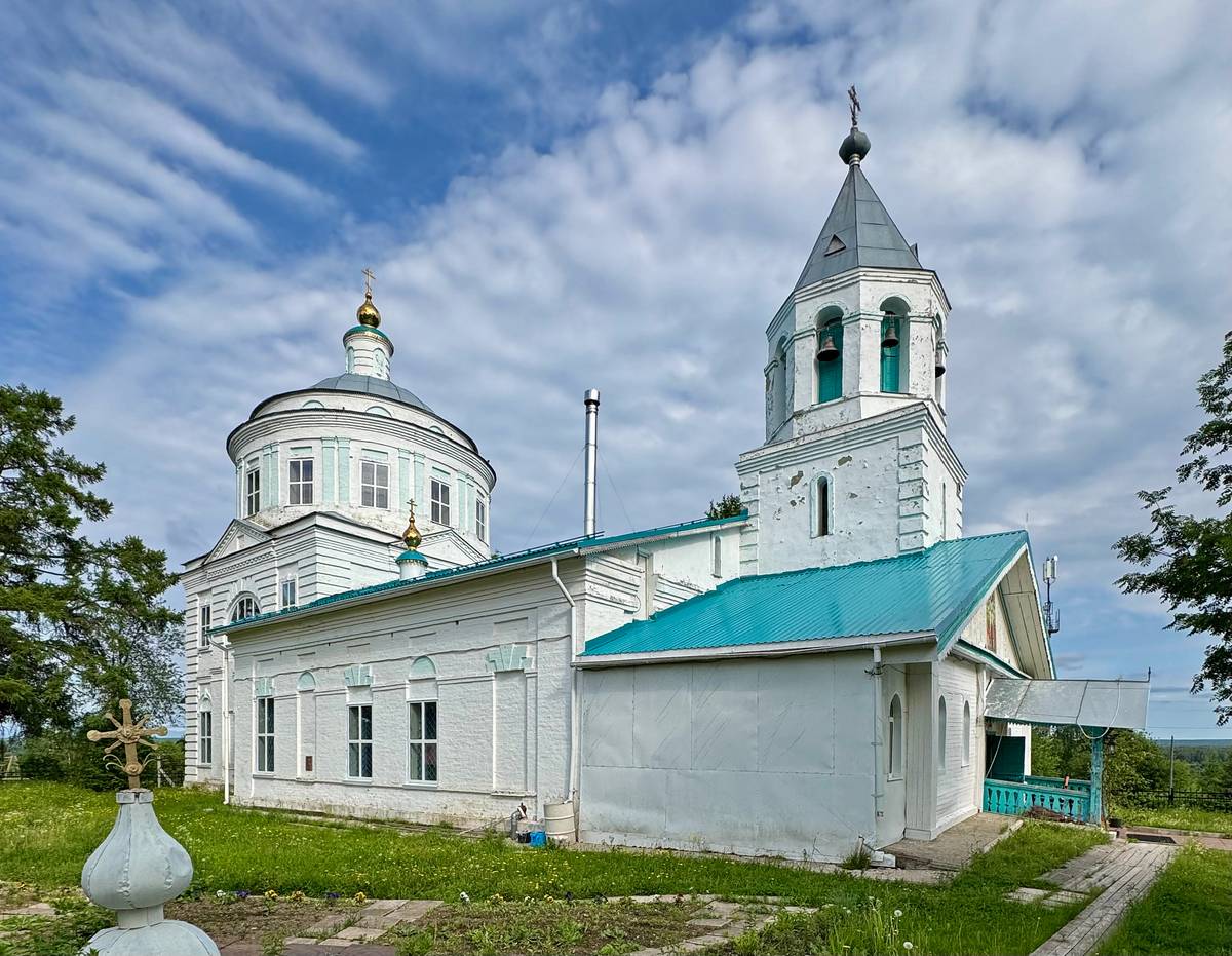 Вид с северо-запада, фасады. Церковь Вознесения Господня, Ыб (Сыктывдинский район, Республика Коми)