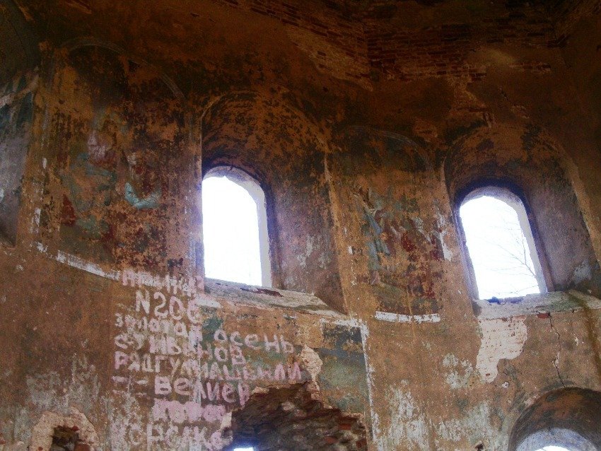 Церковь Рождества Пресвятой Богородицы, Монино (Нелидовский городской округ, Тверская область). интерьер и убранство, остатки росписи, северная стена основного объема