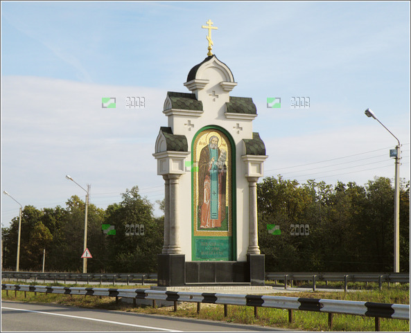 Часовня-киот Серафима Саровского и Владимирской иконы Божией Матери, Мячково (Володарский район, Нижегородская область). фасады, Вид с северо-запада
