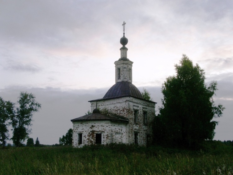 Церковь Богоявления Господня (Георгия Победоносца), Заборье (Ленский район, Архангельская область). общий вид в ландшафте, вид с северо-востока