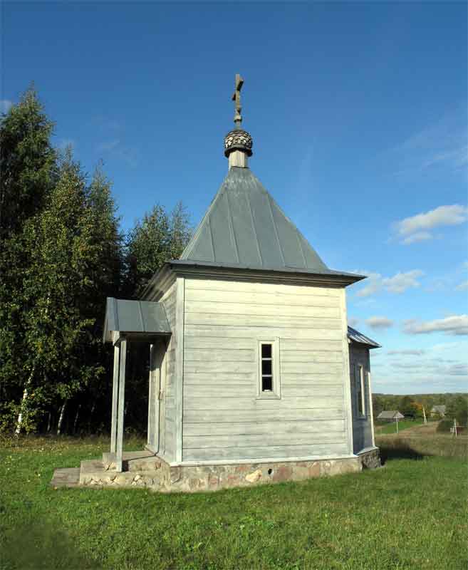 Часовня Успения Пресвятой Богородицы, Плавно (Новоржевский район, Псковская область). общий вид в ландшафте, Южный фасад