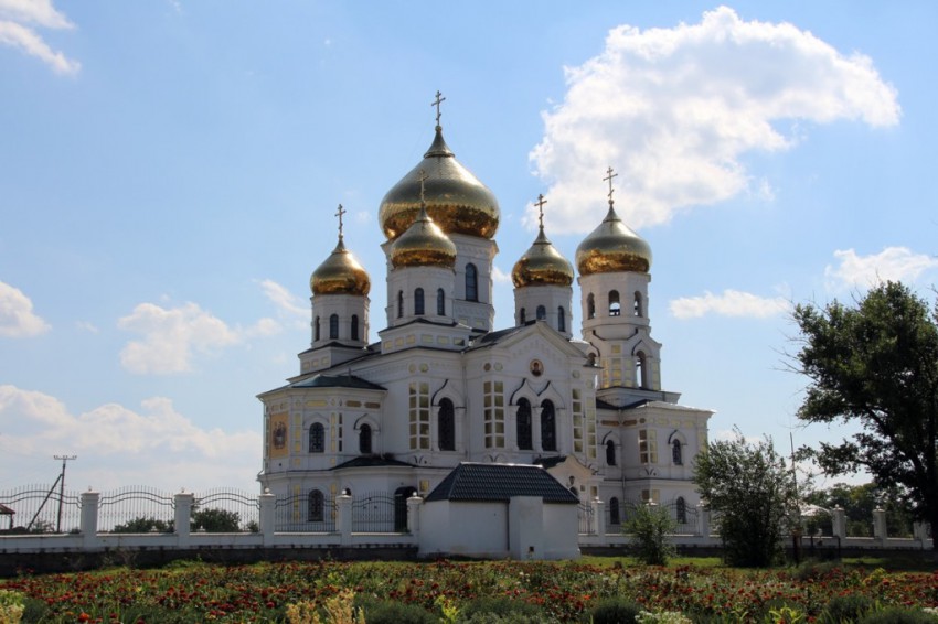 Церковь Троицы Живоначальной, Новодонецкая (Выселковский район, Краснодарский край). общий вид в ландшафте