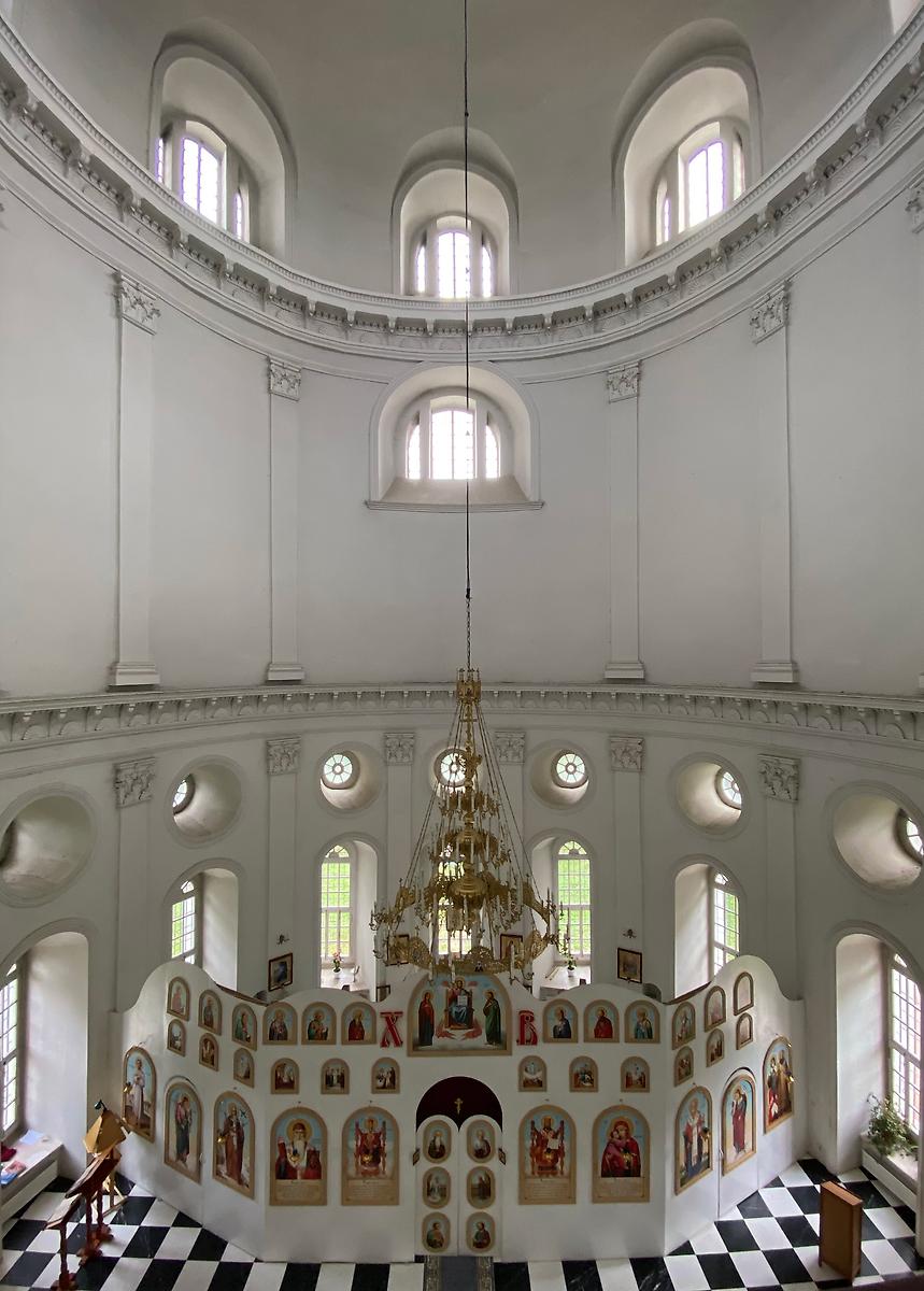 Вид с хоров, интерьер и убранство. Церковь Владимирской иконы Божией Матери, Баловнево (Данковский район, Липецкая область)