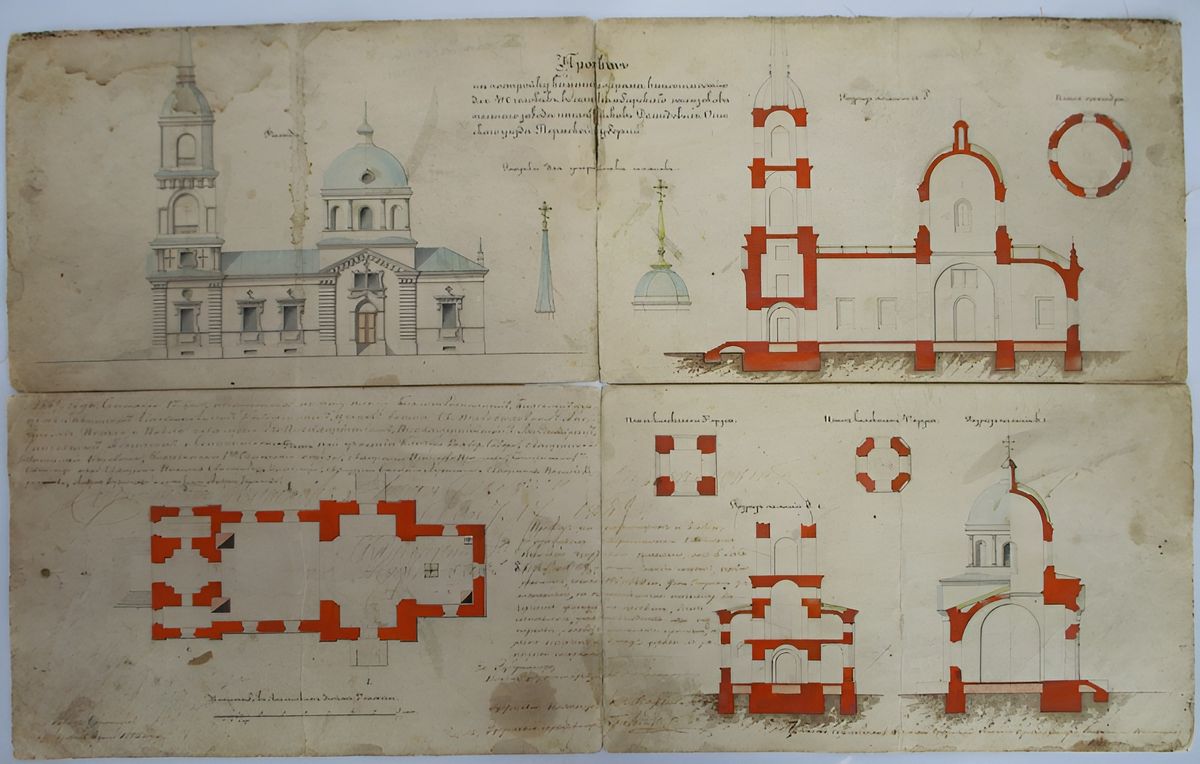 Церковь Петра и Павла, Камбарка (Камбарский район, Республика Удмуртия). графика, План храма из фондов Камбарского музея