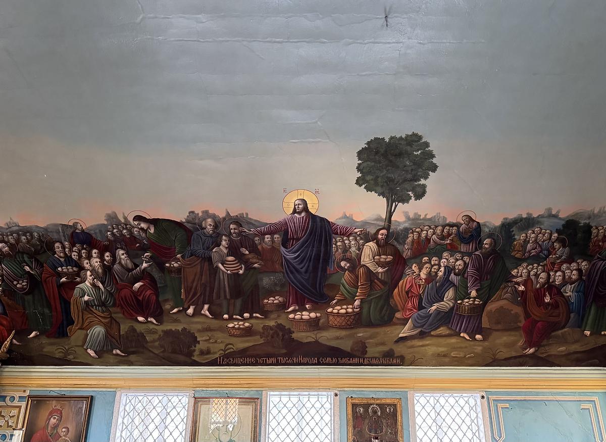 Роспись свода трапезной, интерьер и убранство. Церковь Казанской иконы Божией Матери, Гремячево (Кулебакский район, Нижегородская область)