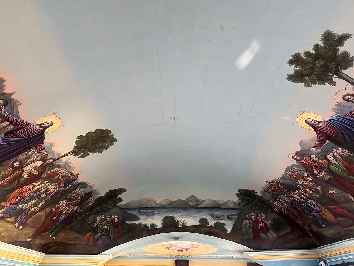 Роспись свода трапезной, интерьер и убранство. Церковь Казанской иконы Божией Матери, Гремячево (Кулебакский район, Нижегородская область)