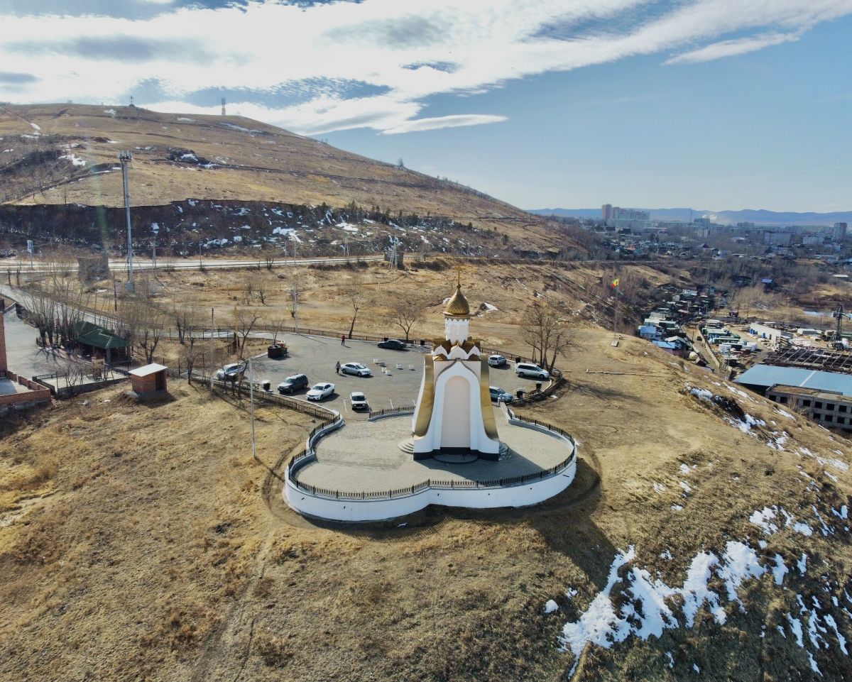 Часовня Александра Невского, Чита (Чита, город, Забайкальский край). общий вид в ландшафте, Вид с СВ