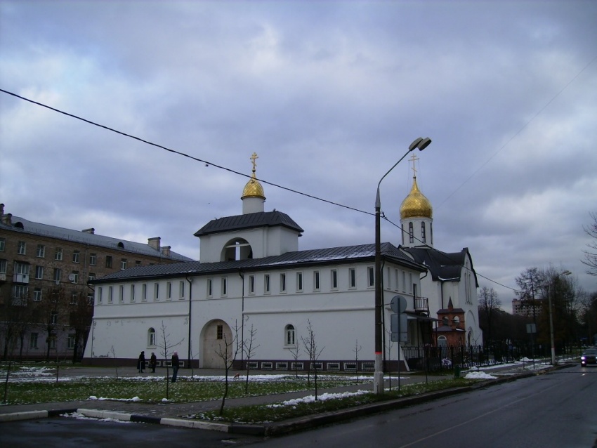 Церковь Владимира равноапостольного (крестильная), Балашиха (Балашихинский городской округ и г. Реутов, Московская область). общий вид в ландшафте, Вид  с  юго-запада.  На  переднем  плане  -  храм  Владимира,  на  заднем  -  Александра  Невского
