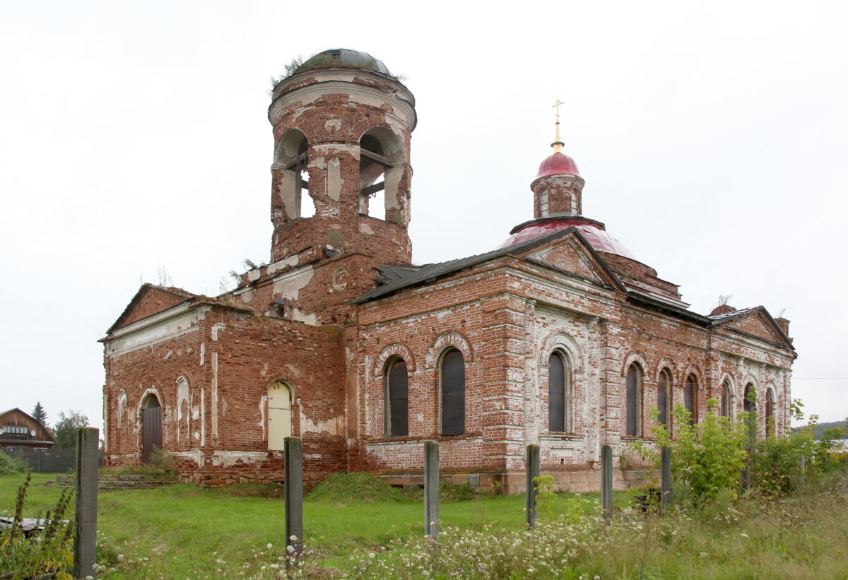 Церковь Георгия Победоносца, Камышево (Белоярский район (Белоярский ГО и ГО Верхнее Дуброво), Свердловская область). фасады, Вид с юго-запада