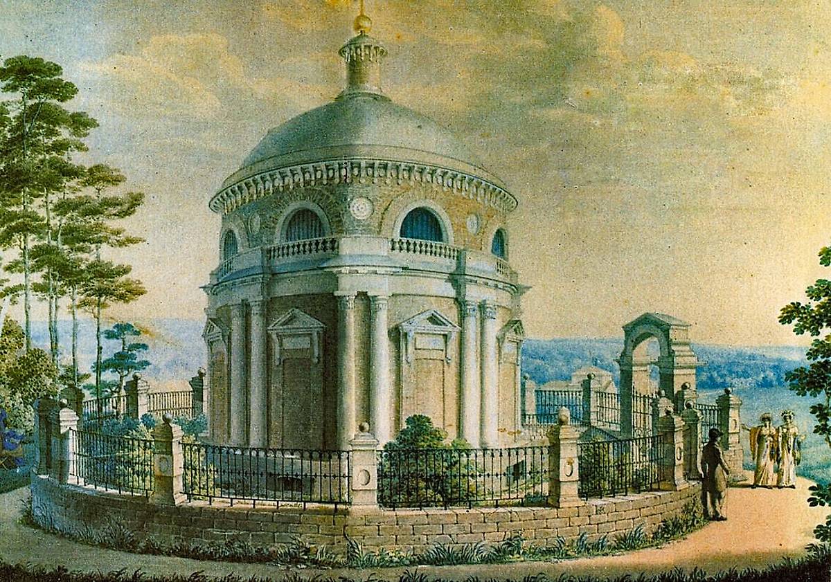 Литографический рисунок кон. ХIХ в., графика. Часовня-усыпальница Бобринских на Бобрик-Горе, Донской (Донской, город, Тульская область)