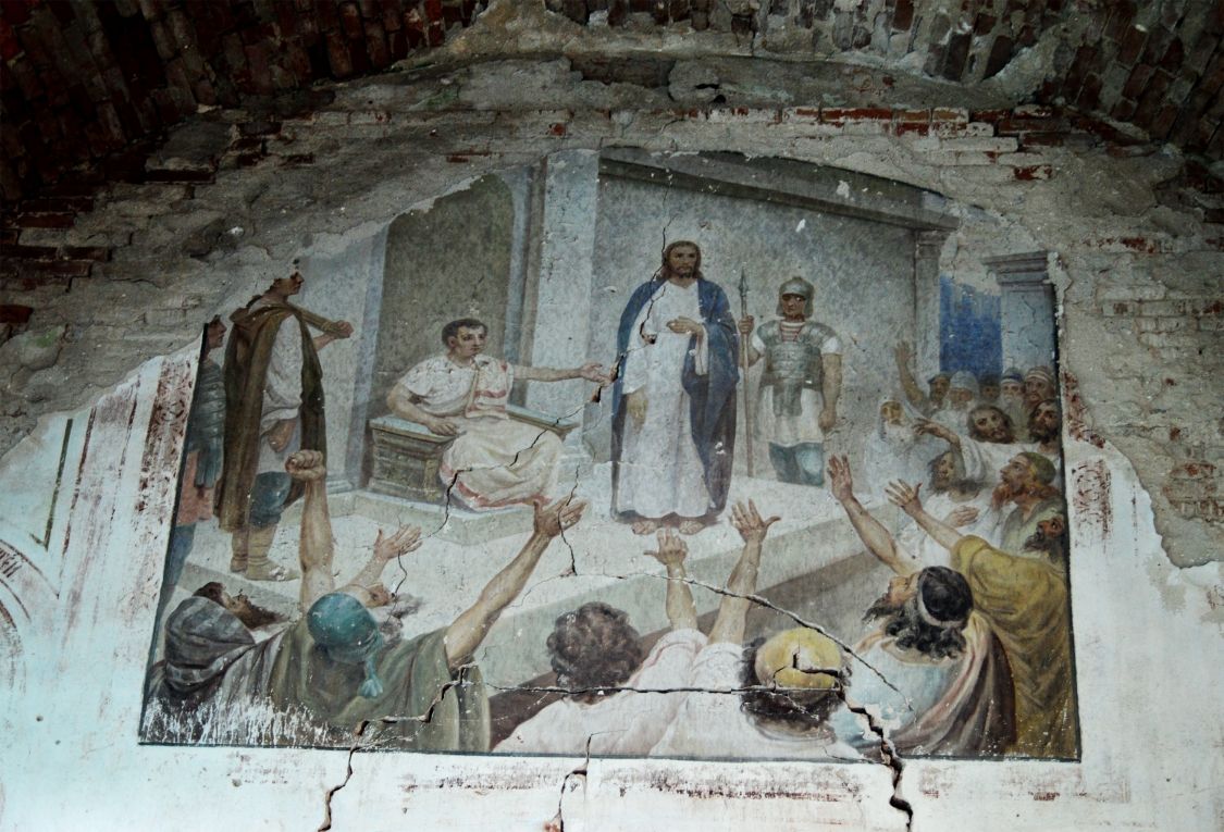 Церковь Успения Пресвятой Богородицы, Басовка (Подгоренский район, Воронежская область). интерьер и убранство, Сохранившееся роспись суда над Иисусом