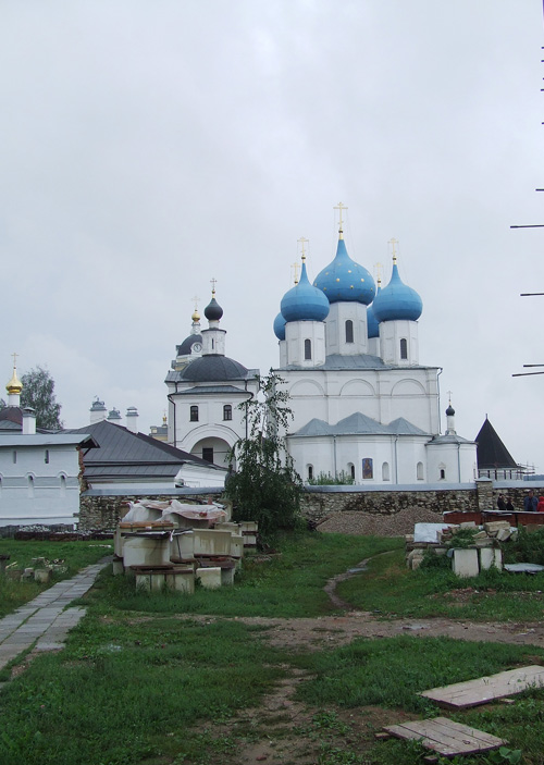 Высоцкий монастырь. Собор Зачатия Праведной Анны, Серпухов (Серпуховский городской округ и гг. Протвино, Пущино, Московская область). общий вид в ландшафте