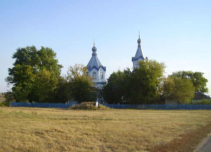 Кирсановка. Церковь Рождества Христова. общий вид в ландшафте