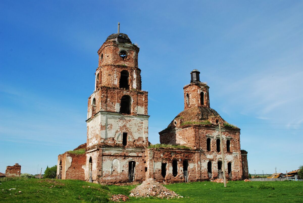 Церковь Петра и Павла, Нижнепетропавловское (Красноармейский район, Челябинская область). общий вид в ландшафте