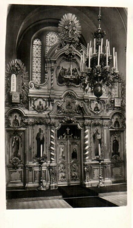 Церковь Александры Римской, Бад Эмс (Германия, Прочие страны). архивная фотография, Иконостас храма. Тиражная почтовая открытка 1950-х годов