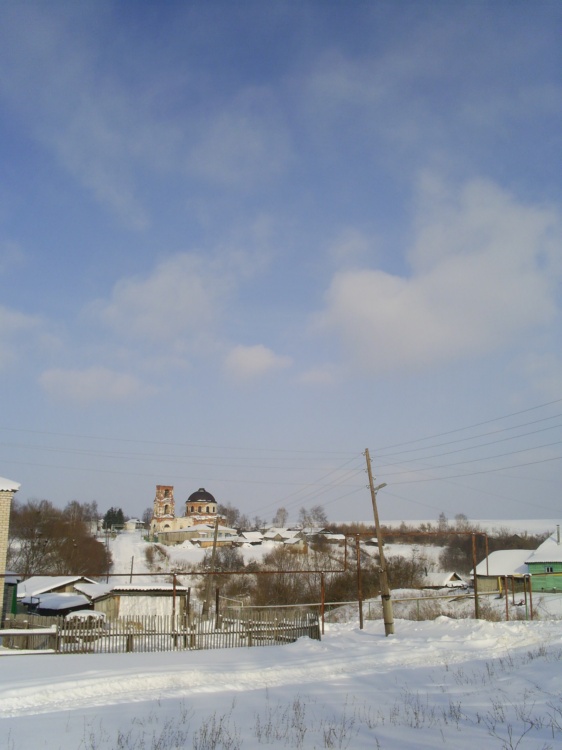 Церковь Троицы Живоначальной, Ожгибовка (Пильнинский район, Нижегородская область). общий вид в ландшафте, Ожгибовка. Вид на Троицкую церковь.