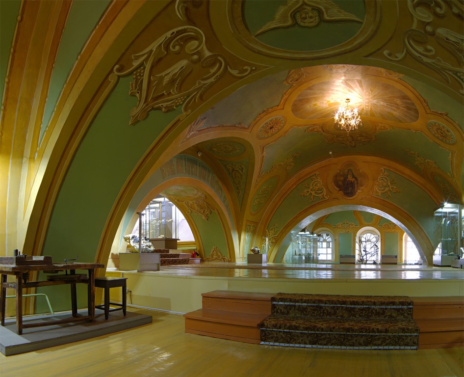 Мурзинка. Церковь Сретения Господня. интерьер и убранство, панорама из трех кадров