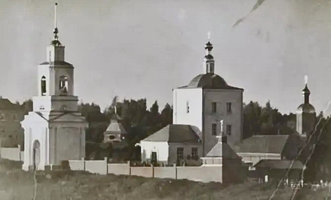 Димитриевский мужской монастырь, Дмитриево (Скопинский район и г. Скопин, Рязанская область). архивная фотография, Фотография с видом Димитриево-Ряжского Скопинского монастыря. Нач. ХХ века.