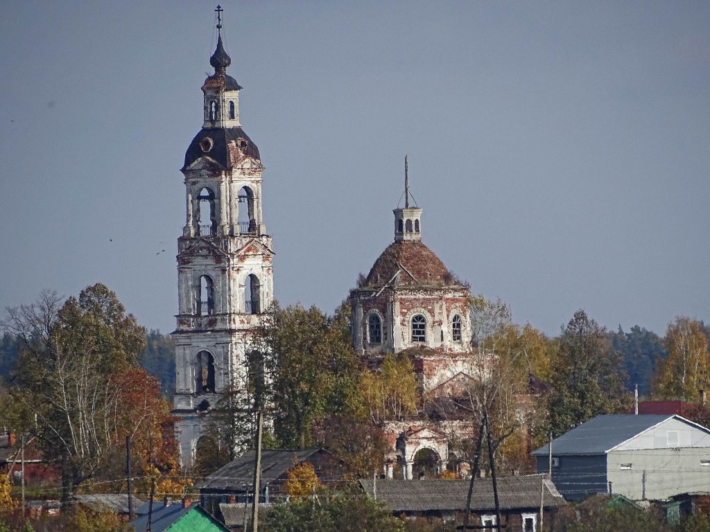 Церковь Преображения Господня, Порздни (Лухский район, Ивановская область). общий вид в ландшафте