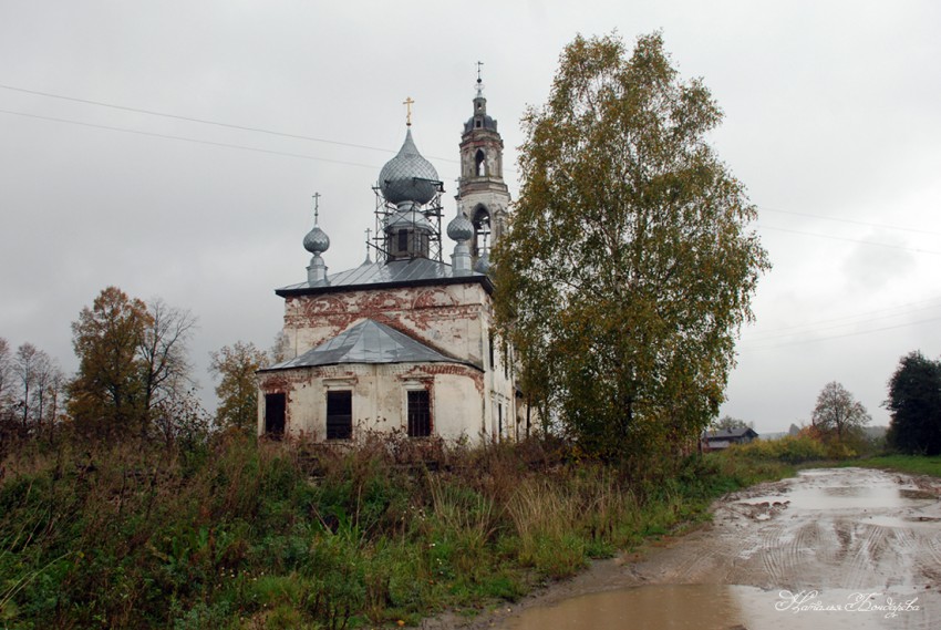 Порздни. Церковь Успения Пресвятой Богородицы. общий вид в ландшафте