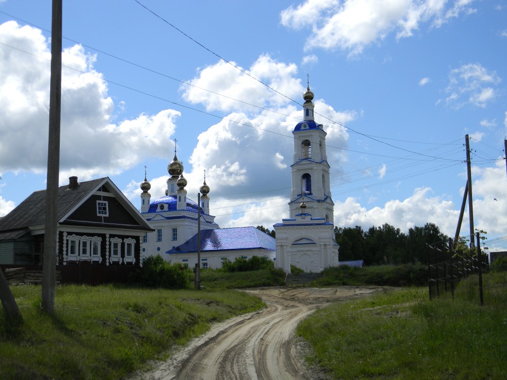 Добрица. Церковь Покрова Пресвятой Богородицы. общий вид в ландшафте