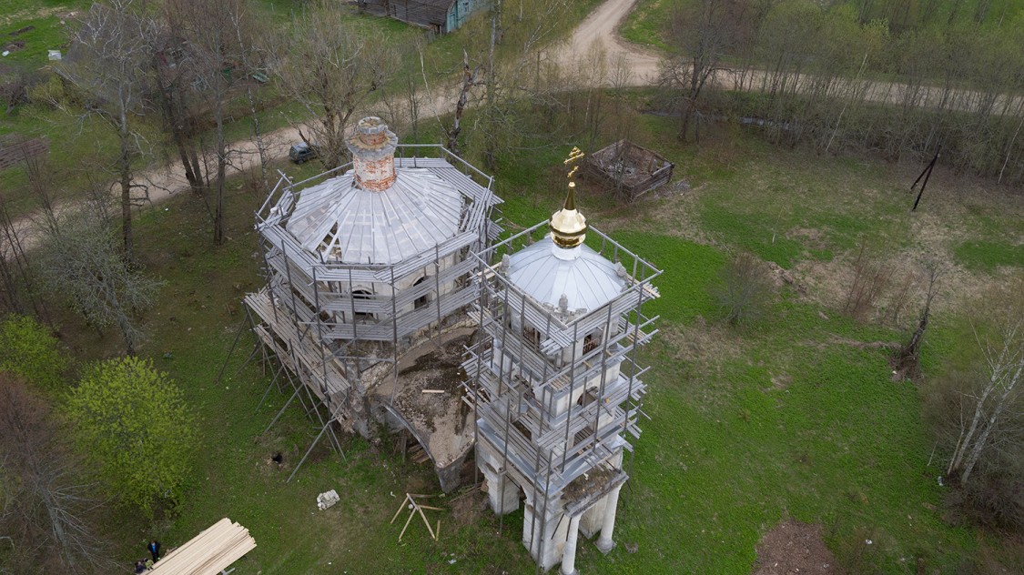 Молоково. Церковь Введения во храм Пресвятой Богородицы. общий вид в ландшафте